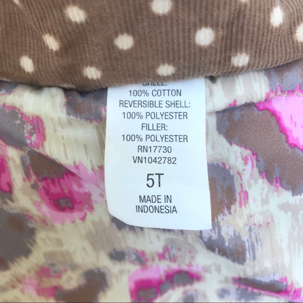 OshKosh Kids Pink Tan Cheetah & White Polka Dot Kids Reversible Corduroy Vest - Picture 6 of 7